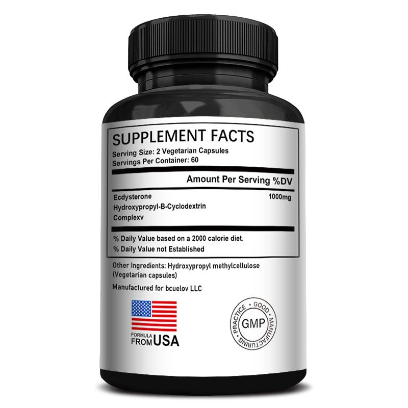 Bcuelov Ecdysterone Capsules with Cyclodextrin Complex Support Physical Performance 120 Veggie Capsules