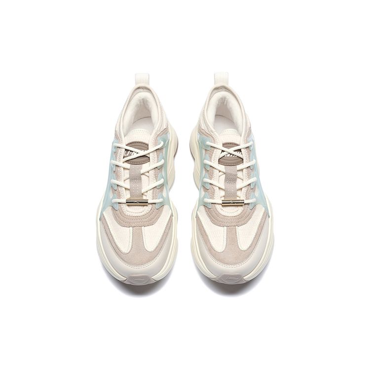 Li-Ning 1990 Classic Series Non-Slip Wear-Resistant Low-Top Sports Casual Shoes Women Sneakers White Blue ALFS190-1
