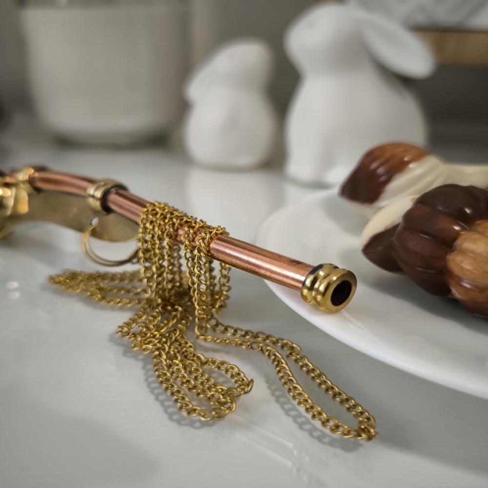 Solid Brass & Copper Whistle with Chain – Handmade Nautical Gift, 10 Cm