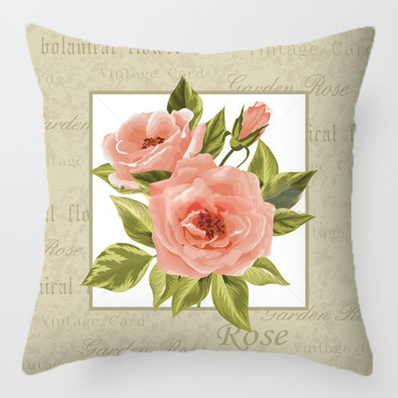 Colored Flower Pattern Series Throw Pillow Cover With Short Plush Print For Living Room Sofa Decoration Cushion Cover