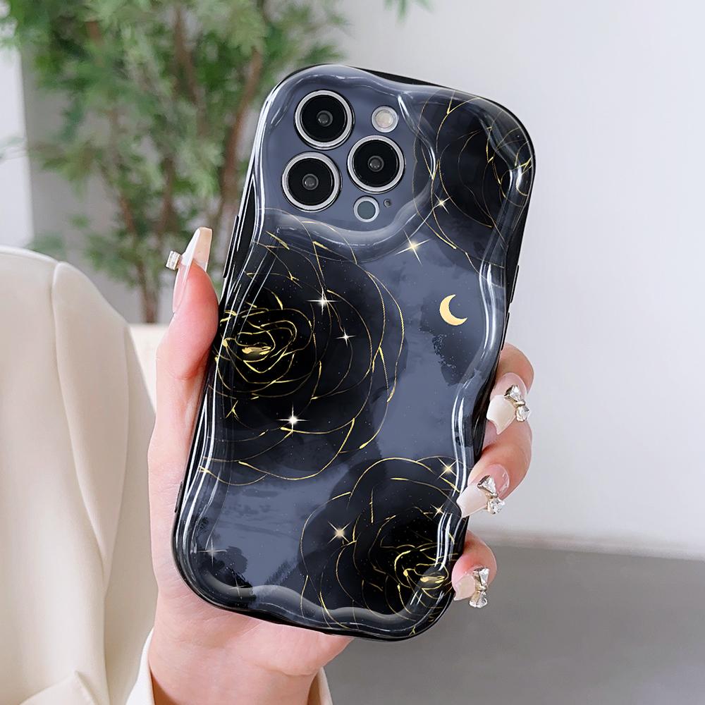 Kreslený vzor krémová textura pouzdro vlnitý okraj měkký silikonový kryt pouzdro na telefon pro OPPO Reno Realme OnePlus Vivo