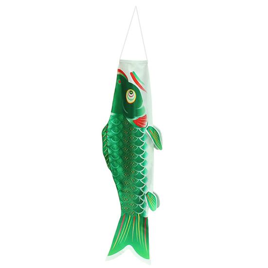 

Hanging Pendant Comfortable Hand Feeling Wear-resistant Fadeless Festive Ornamental Decorate Satin Fish Shape Carp Streamer Comic Exhibition Accessory 40cm зелёный