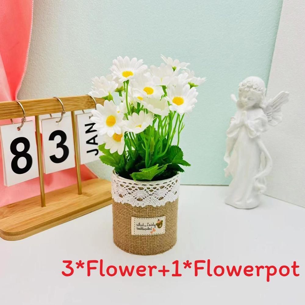 Wild Chrysanthemum Flower Pot Simulated Green Plant Potted Plant For Home Office