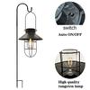 Outdoor Retro Solar Lantern Garden Decoration Waterproof Vintage Metal Solar Lights with Tungsten Bulb Patio Hanging Tent Lamp