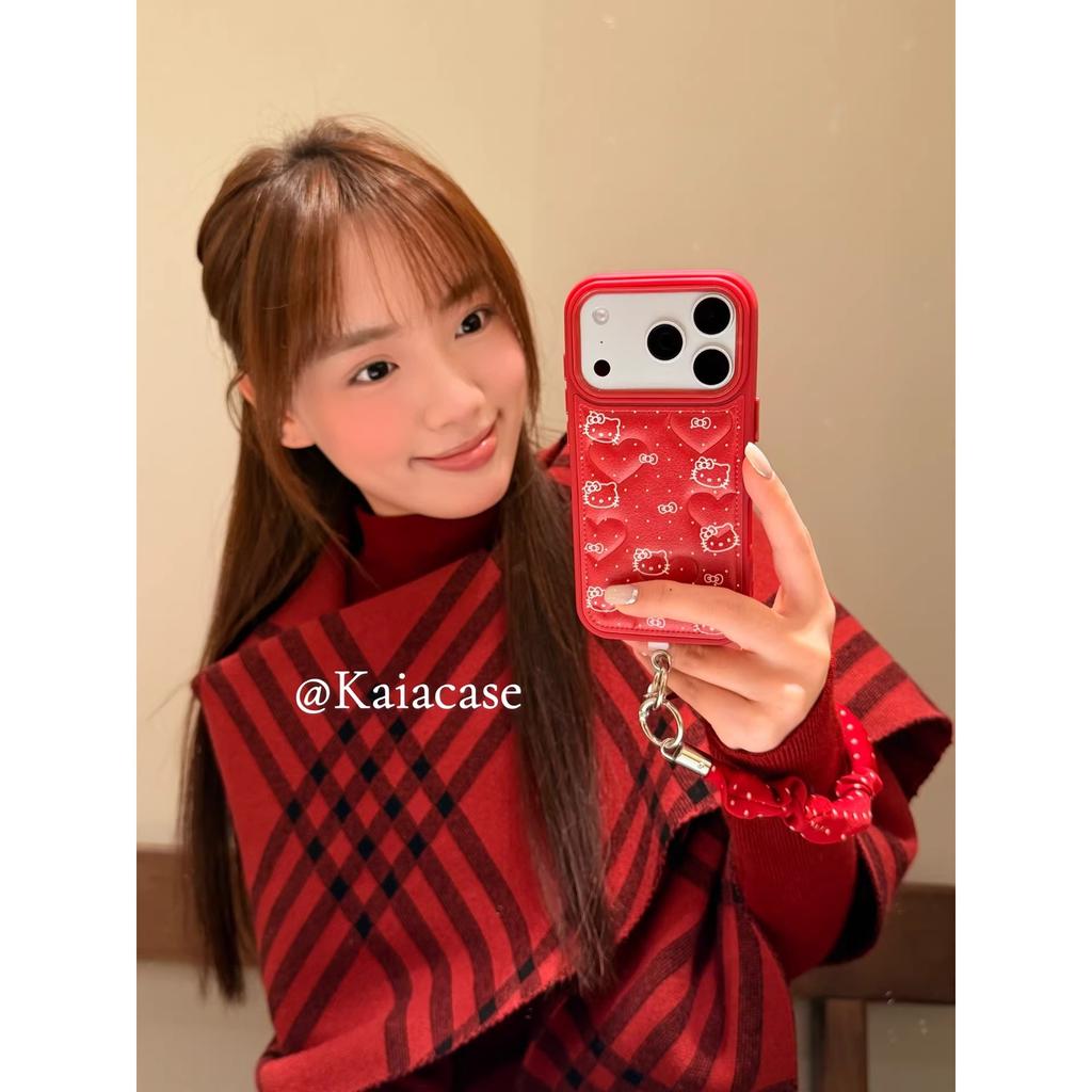 Positive red polka dot cartoon hello kt suitable for apple 17promax mobile phone case iphone16pro new