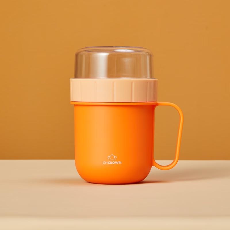 CNCrown Double-Layer Vibrant Orange Soup & Oatmeal Cup