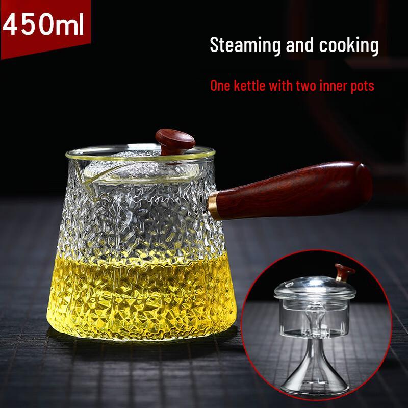 Shancqi Handcrafted Hammered Glass Tea Kettle with Steaming Function