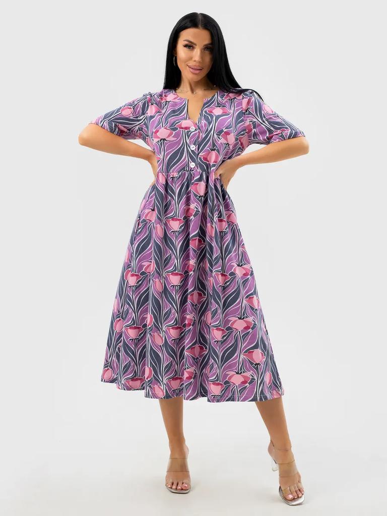 Plus size cotton house dress with pockets