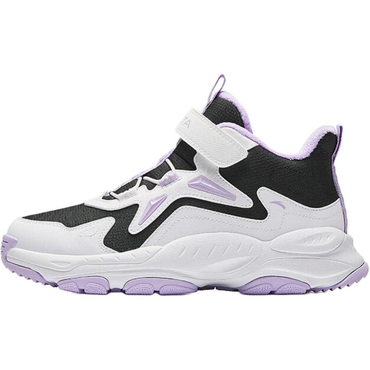 Anta Kids Comfortable Shock Absorbing Warm Mid-Top Casual Shoes Kids Casual Shoes White Purple A22446932-8