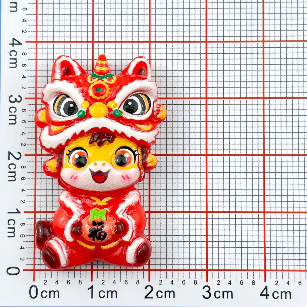 New Year Festive Lion Resin DIY Hair Clip & Keychain Accessories