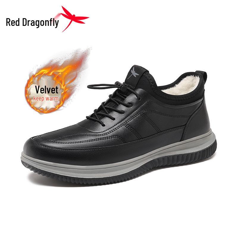 Red Dragonfly Men s Winter Leather Casual Shoes - Warm, Waterproof, Genuine Leather 40