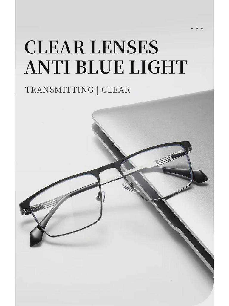 Men's Anti-Blue Light Square Metal Glasses Frame 6915 - Business Casual Style
