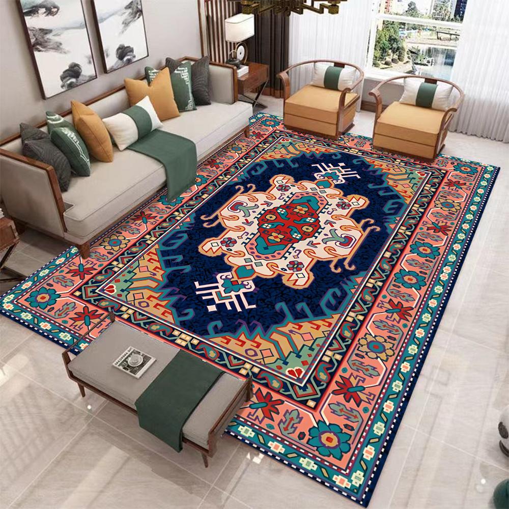1PC Vintage Persian Carpet American Bohemian Moroccan Living Room Carpet Bedroom Bedside Rug Kitchen Coffee Table Floor Mat