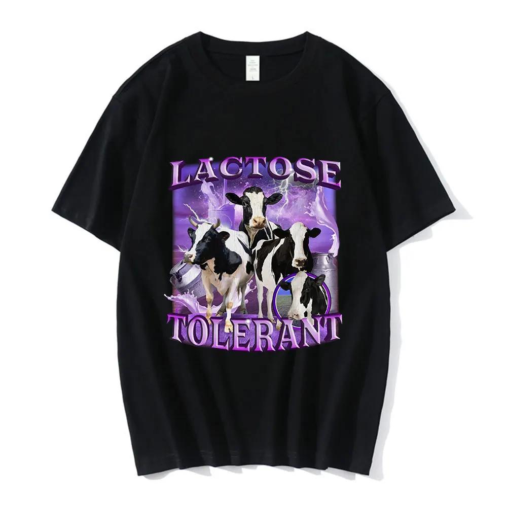 Lactose tolerance funny face T-shirtwomens vintage stylish short sleeve T-shirt casual comfortable loose fit T-shirt
