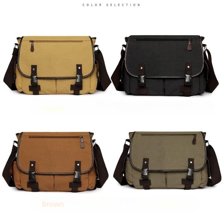 Vintage męska torba listonoszka z klapką na ramię