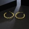 New Trendy Fashion Temperament Exaggerated Geometric Irregular Hemp Rope Woven Stud Earrings