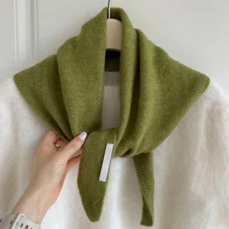 

Британський Корейський Стиль Нішевий Вовняний В язаний Трикутний Шарф Жіноча Хустка В язаний Шарф Багатофункціональний Теплий В язаний Шарф зелений