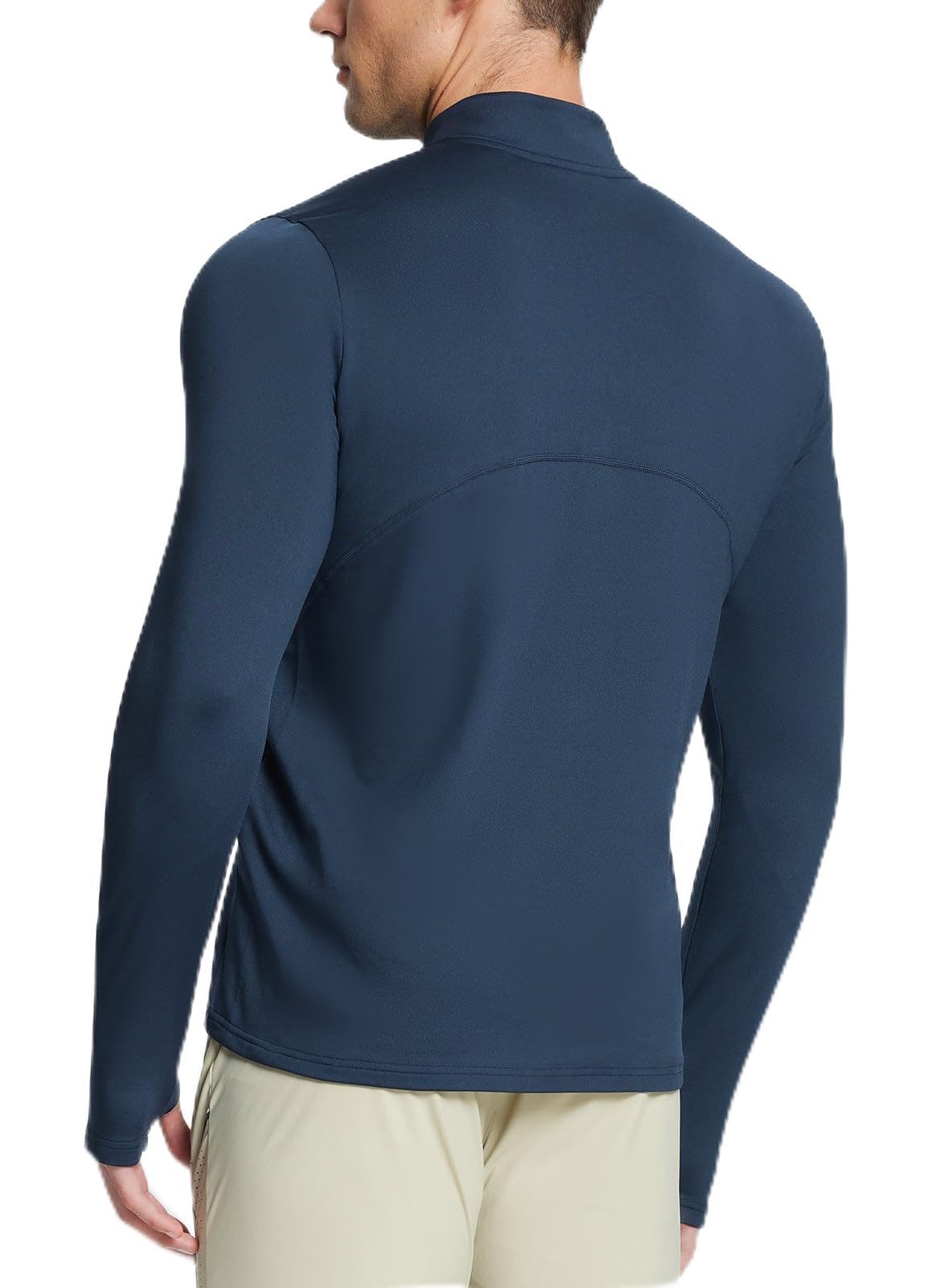 

Baleaf Long Sleeve Running Pullover with Zippered Winter Wear Size L to Men s Fleece-Lined Shirt, Pockets, - Navy, (Equivalent Japan s XL)