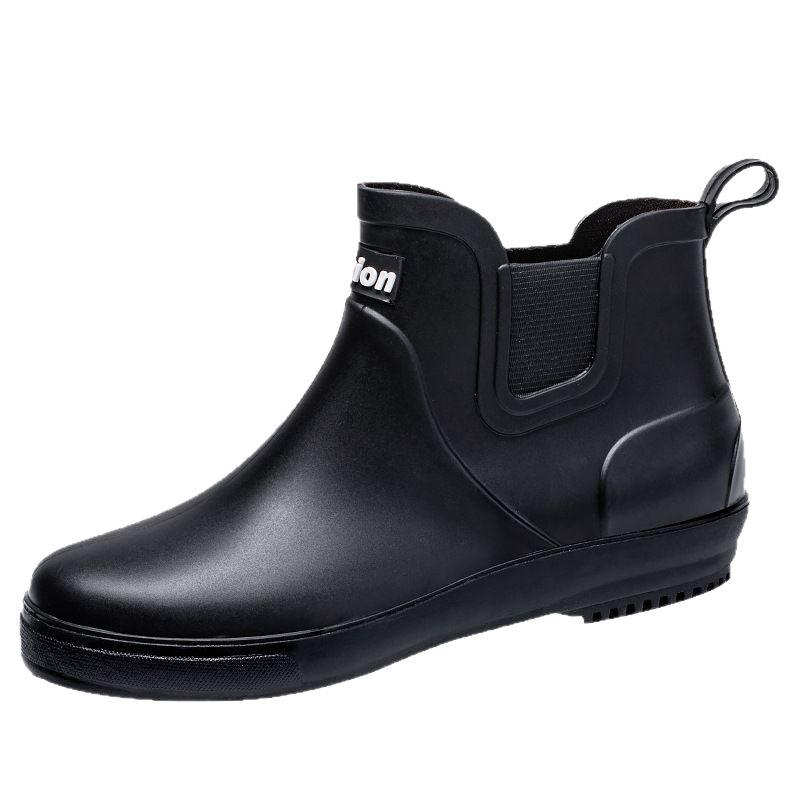 Fashion Rain Shoes Men's Chelsea Short Tube Wear Versatile Water Boots Soft Sole Comfortable Non-slip Kitchen Rubber Shoes Men