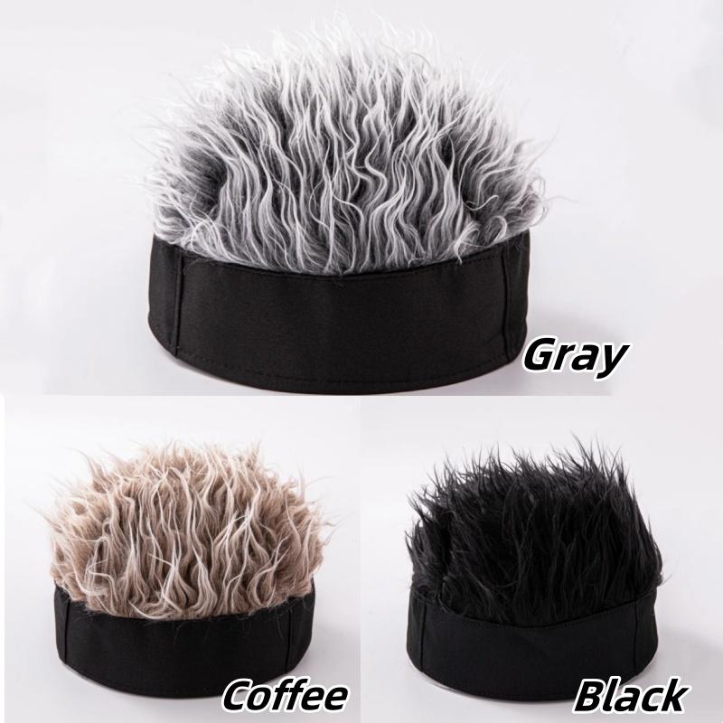 Hair Short Synthetic Mens Caps Wig Hats Hip Hop Urban Street Style Skull Beanie Hat Toupee Spiked Fake Hair Hat Wigs Short Melon Headband Headwear