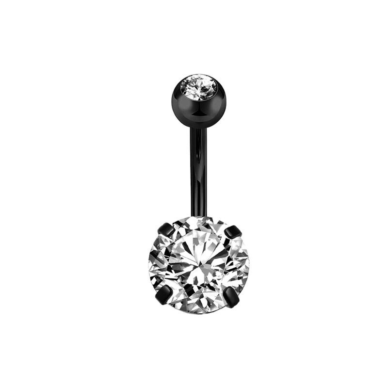 Heart-Shaped Black Navel Ring with Planet and Moon Design