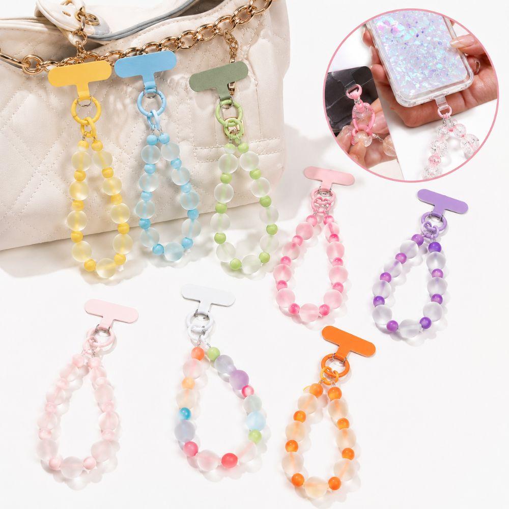 Skin-Textured Matte Beaded Keychain Pendant Anti-lost Mobile Chain Lanyard For Women Girls