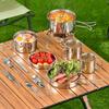 Stainless Steel Camping Tableware Outdoor Cookware Set Ultralight CampinHike Picnic Pot Spoon Fork Travel Picnic Equipment
