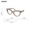 KAMMPT Retro Cat Eye Glasses With Rhinestones for Women New Stylish Trendy Luxury Brand Designer Oversized Spectacles