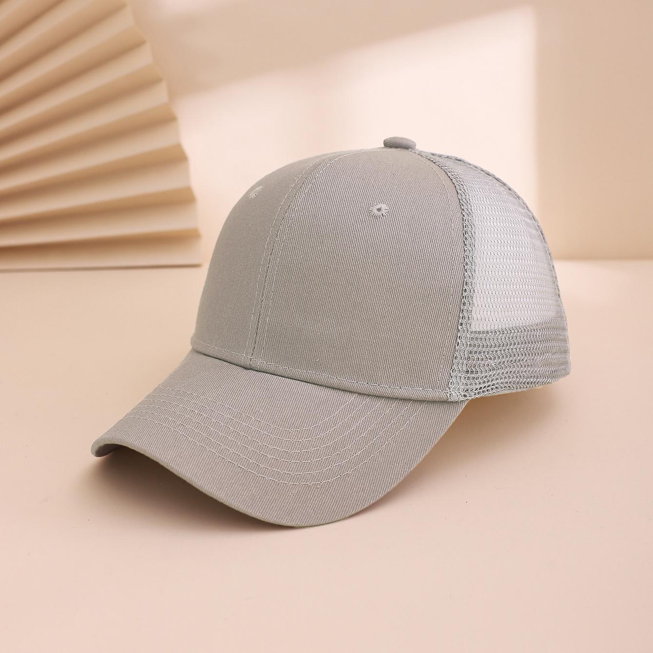 Mesh Air Permeable Truck Cap, Adjustable Sun Protection,Minimalist And All-Match Baseball Cap, Daily Casual,Outdoor Use Sportss Solid Color-Color One Size