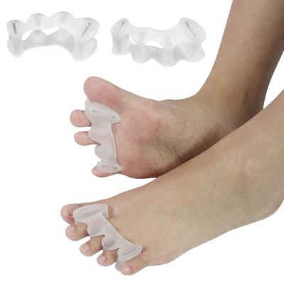 2 Piezas Separador de Dedos de Silicona Tres Agujeros Valgo Pulgar Almohadilla Ortopédica Superpuesta Corrector de Pie Martillo