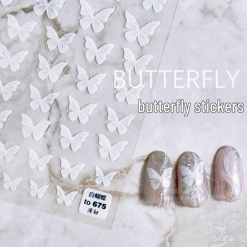 

3D Black & White Butterfly Ombre Nail Art Stickers