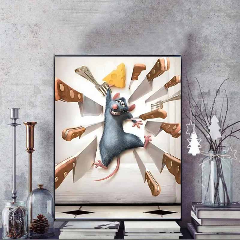 Disney Diamond Ratatouille Cheese Themed Artwork 5D Rhinestone Mosaic DIY Cross Stitch Gift Home Decor