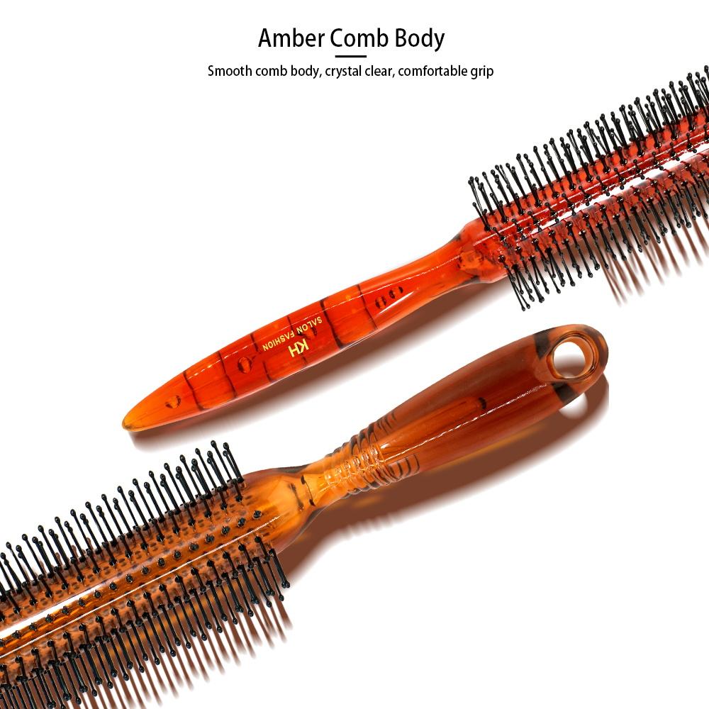 Professional Round Hair Brush - Soft Bristles, Anti-Static, Scalp Massager - Salon & Home Styling Comb (Plastic Handle)