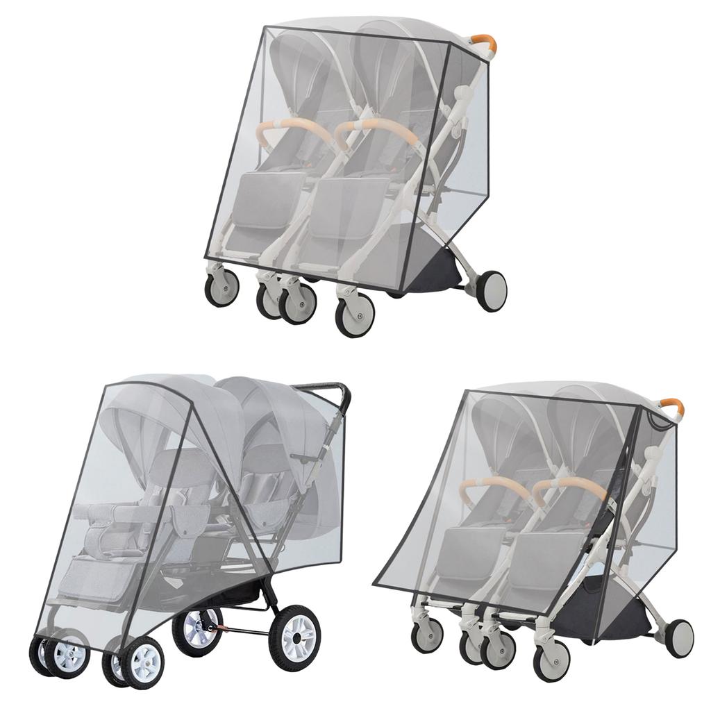 Twin Baby Strollers Raincoat Waterproof Full Wrap Case Protector Windproof Pram Cart Protective Sleeve for Outdoor Use