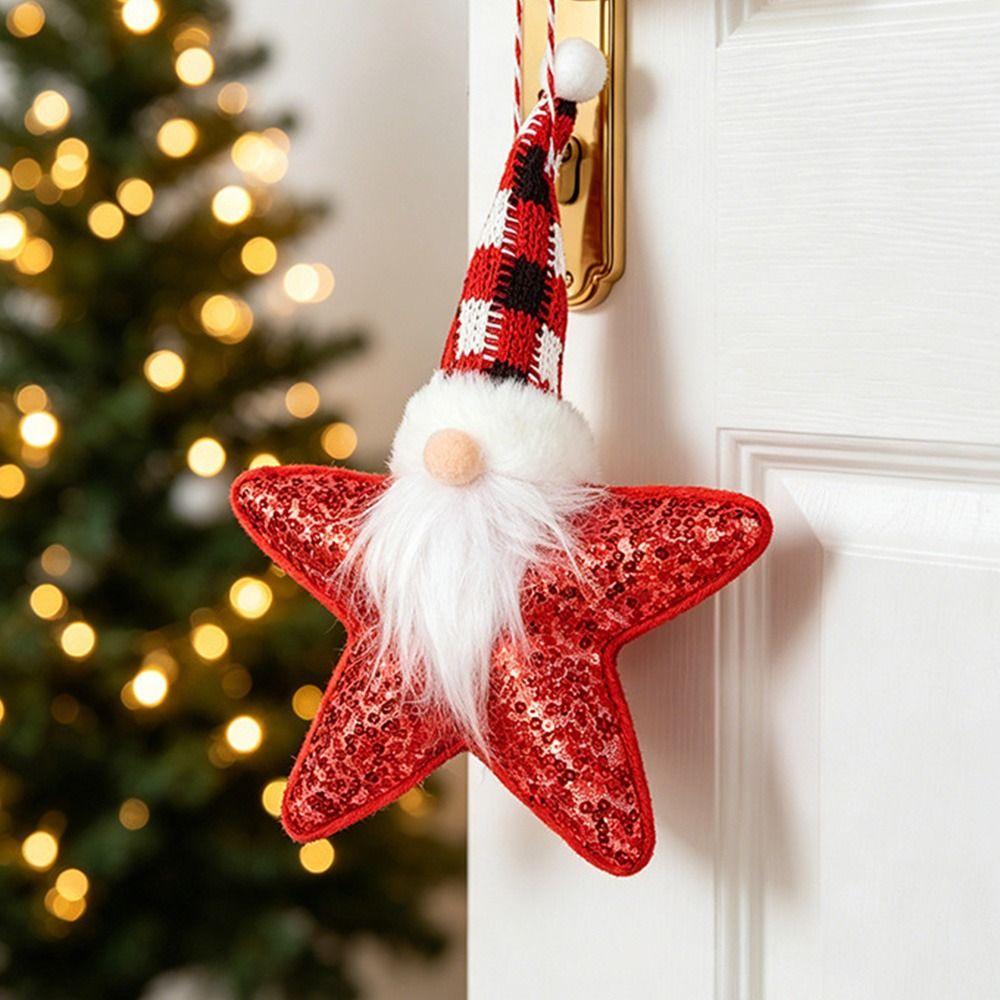 Sequined Fabric Christmas Gnome Ornament Hanging Star Gnome Decoration Christmas Tree Decor