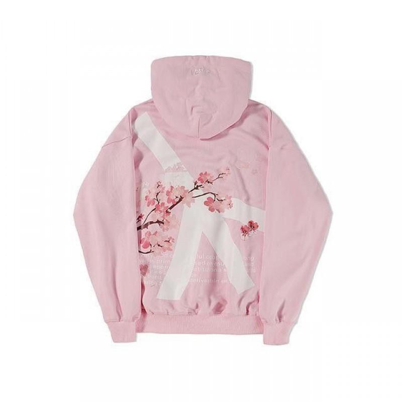 Cherry Blossom Print Hooded Sweatshirt Women - Stylish Streetwear With Cartoon Art Regular Fit Long Sleeve