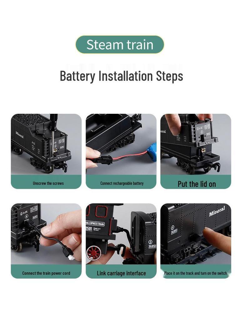Electric Train Track Set with Sound, Light, and Steam Effects - Retro Style Toy