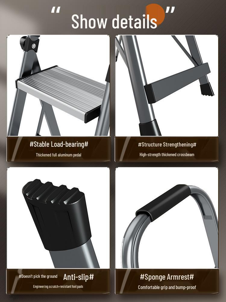 German Aluminum Alloy Telescopic Folding Ladder - Safe and Convenient A-Frame for Household Use