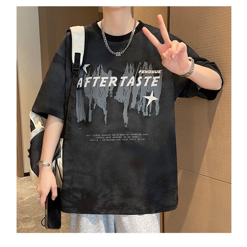 

Men Letter Print Star Graphic T Shirt Short Sleeve Crew Neck Casual Streetwear Top for Men M