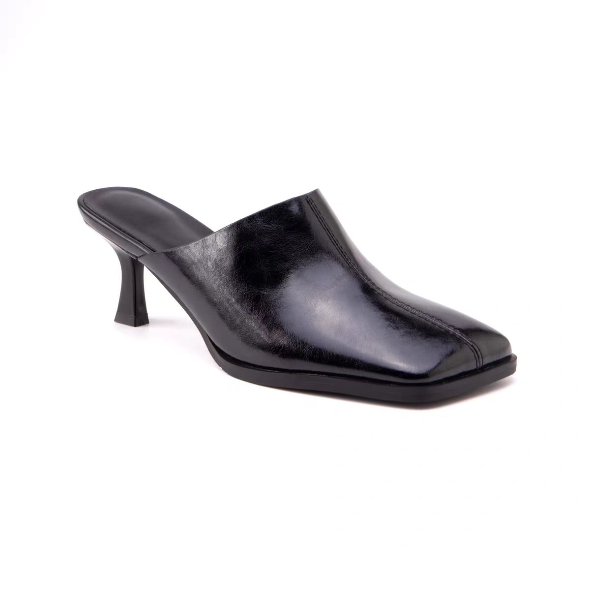 

New 2026 All-match Baotou Semi-slippers Women s High-heeled Fashion Outward Wear Square-toed Stiletto Shoes 40 чорний