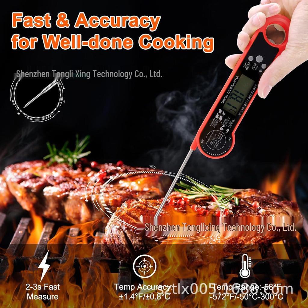 Foldable Electronic Food Thermometer for Baking and BBQ