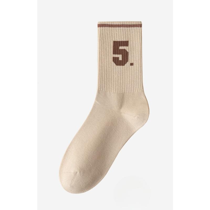Women's Spring and Summer Versatile Socks, Anti-pilling Mid-calf Socks, Breathable Sports Cotton Socks, Boneless Seam Letter Socks