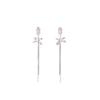 Tulip Flower Bow Long Tassel Diamond Stud Earrings Gentle Temperament Generous Earrings Sweet Earrings