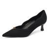 Fashion Women Stiletto Heels Handmade Suede 3-5cm Pointed Toe Autumn Winter Fashion Camellia Pumps New Arrival