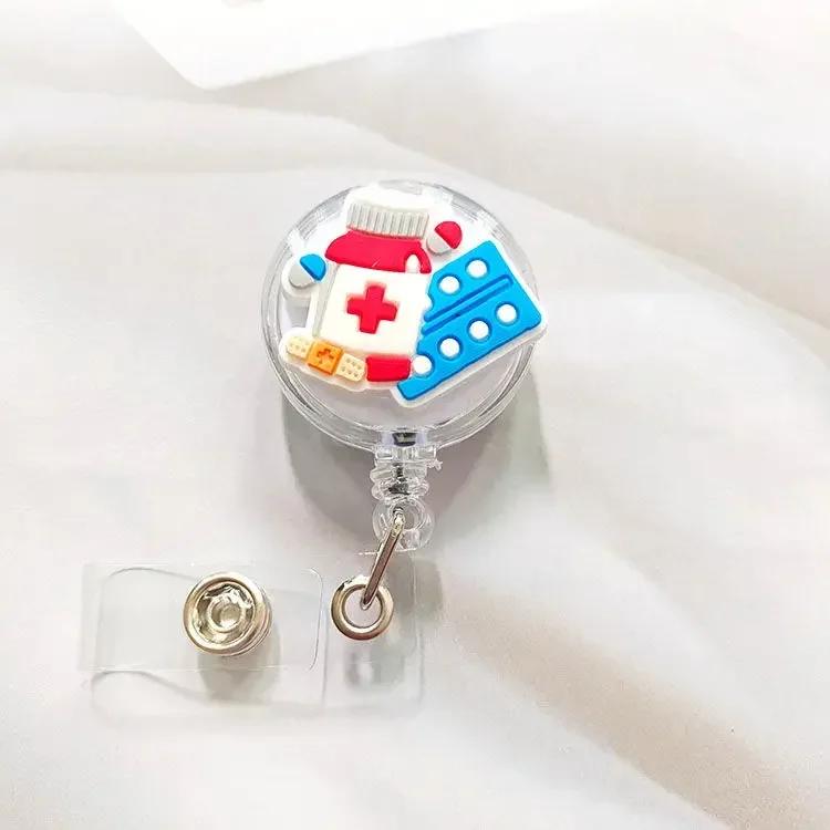 1pc Retractable Badge Holder Clips for Nurse ID Badge Reel with Belt Clip Doctor ID Card Chain Clips School Student Office