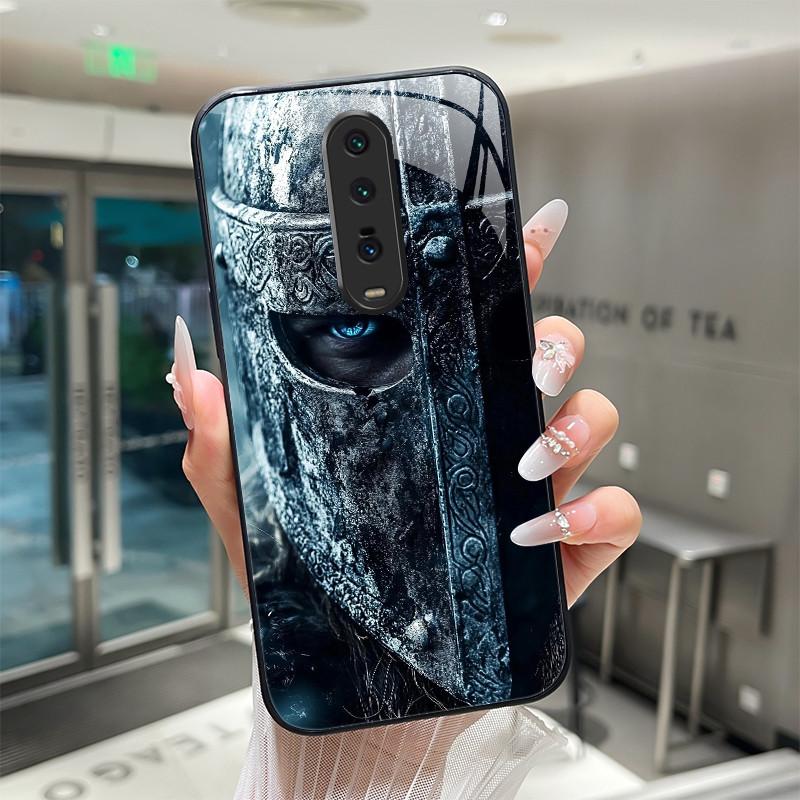 Cute Cartoon Cats Flower Case For Xiaomi Mi 9T Redmi K20 Pro Poco F2 Tempered Glass Phone Case Protective Back Cover Hard Shell