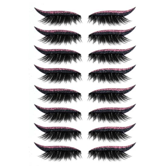 8 Pairs Lazy Eye Shadow Eyelash Eyelashes Makeup Stickers Eye Waterproof Glitter Eyeshadow Makeup Stickers