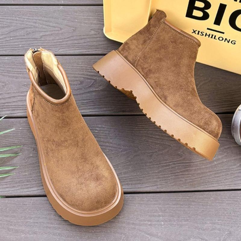 Fashion Platform Women Suede Short Boots Fashion Classical Winter New Shoes 2025 Designer Elegant Ankle Snow Boots Casual Cozy Zapatos