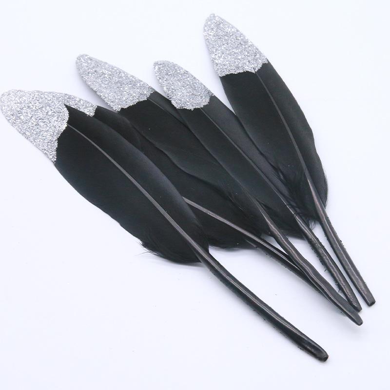 Kleines gerades Messer Farbverlauf Zweifarbig Feder Gänsefeder DIY Schmuckzubehör Kunsthandwerk Dekoration Handgemachte Materialien