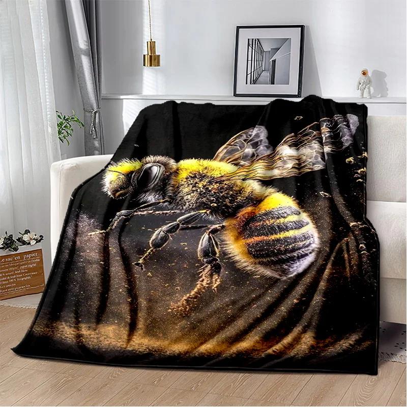 Cute Bee HoneyBee Insect Cartoon 3D Blanket,Soft Throw Blanket for Home Bedroom Bed Sofa Picnic Travel Office Cover Blanket Kids